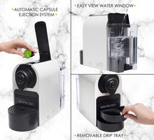 Load image into Gallery viewer, Mixpresso Black Espresso Coffee Machine – Compact 1400W Single Serve Coffee Maker Compatible with Nespresso OriginalLine Capsules, One-Touch Operation, 19-Bar Italian Pump, 27oz Water Tank