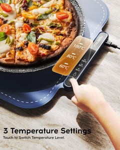 Electric Warming Tray - Full Surface Heating,Rollable & Portable,Premium Silicone Nano-Material,3 Temperature Settings,Auto Shut-Off -Versatile Food Warmer for Pizza, Meals, and More