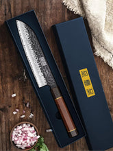 Load image into Gallery viewer, Chef&#39;s Santoku Knife 7 Inch, Professional Japanese High Carbon Steel Chef Knife, Ultra Sharp Kitchen Knife with Octagonal Rosewood Handle