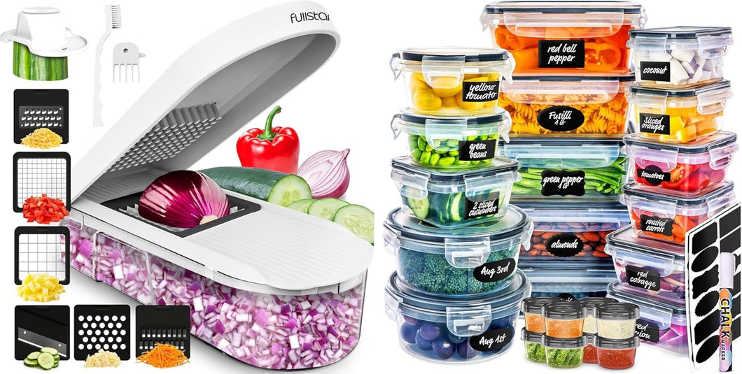 fullstar Bundle: Compact Chopper and 50pc Food Containers