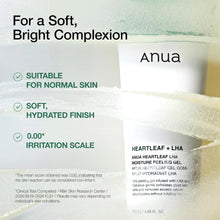 Load image into Gallery viewer, ANUA Heartleaf LHA Moisture Peeling Gel, Gentle Exfoliation, Hydrating Facial Peel, Pore Care, Dead Skin Removal, Natural Cellulose for Soothing, Vegan, Korean Skin Care (120ml/4.05 fl.oz.)
