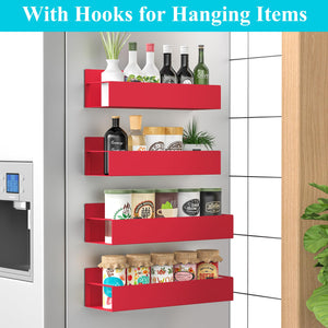 Metal 4 Pack Magnetic Spice Storage Rack Organizer for Refrigerator and Oven, Black Fridge Organizers and Storage