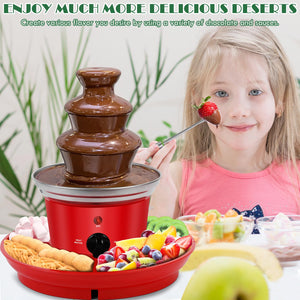 MINI Chocolate Fondue Fountain, 32-Ounce Stainless Steel Electirc Chocolate Fondue Set, 3-Tier Chocolate Melting Foundue Set with 6 Stainless Steel Forks for Chocolate, Butter, Candy (Black)