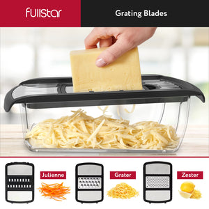 Mandoline Slicer for Kitchen, Fruit Cutter, Cheese Grater, Cucumber Slicer, Veggie Spiralizer, Food Cutter & Kitchen Gadgets with Safety Glove (6 in 1, White)
