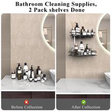 Load image into Gallery viewer, Shower Caddy Shelf Organizer Rack with Hooks, Adhesive Shower Storage for Bathroom - 2 Pack (Silver)