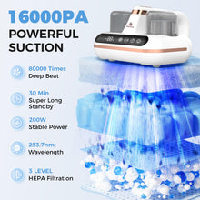 Load image into Gallery viewer, Mattress Vacuum Cleaner - 5-in-1 Cordless Bed Vacuum Cleaner, Powered by UV-C Light &amp; Ultrasonic Technology, 16Kpa Strong Suction,Low Noise,Suitable for Dust, Pet Hair, Etc.