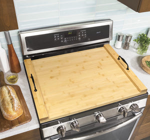 Noodle Board Stove Cover with Handles for Electric, Gas Stove Top (Acacia Wood)