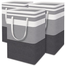 Load image into Gallery viewer, HomeHacks 3-Pack Large Laundry Basket, Waterproof, Freestanding Laundry Hamper, Collapsible Tall Clothes Hamper with Extended Handles for Clothes Toys in the Dorm and Family-(Gradient Grey, 88L)
