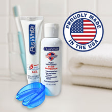 Load image into Gallery viewer, Plus White Premier Whitening System - 5 Minute Speed Whitening Gel, Comfort Fit Mouth Tray &amp; StainGuard Post - Dentist Approved &amp; Professional Grade (2 oz Tube, Mouth Tray and 4 oz Post Rinse)