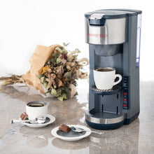 Load image into Gallery viewer, Mixpresso Single Serve Coffee Brewer K-Cup Pods Compatible &amp; Ground Coffee, 30 oz Compact Coffee Maker Single Serve With 5 Brew Sizes Up To 14 Oz, Fits Travel Mug, Adjustable Drip Tray, Black