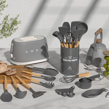 Load image into Gallery viewer, Umite Chef Kitchen Cooking Utensils Set, 33 pcs Non-Stick Silicone Cooking Kitchen Utensils Spatula Set with Holder, Wooden Handle Silicone Kitchen Gadgets Utensil Set (Khaki)
