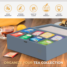 Load image into Gallery viewer, Bamboo Tea Bag Organizer Storage Box with Drawer &amp; Acrylic Window - Magnetic Lid Keeps Contents Fresh - Ideal Mothers Day Gifts for Mom - Gift Caddy (Tea Not Included)