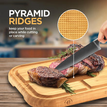 Load image into Gallery viewer, Wood Cutting Board - 3 Piece Bamboo Cutting Board Set, Wooden Cutting Boards for Kitchen with Deep Juice Groove, Side Handles - Wood Chopping Boards for Meal Prep, Meat, Vegetables, Cheese Charcuterie