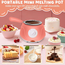 Load image into Gallery viewer, 8.45oz Mini Melting Fondue Pot, Electric Chocolate Melting Set, Chocolate Fondue Fountain, Warmer Machine for Milk,Chocolate,Cheese,Butter,Candy