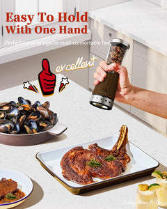 Electric Salt and Pepper Grinder, Stainless Steel Rechargeable Salt and Pepper Grinder Set with 4.5 oz Large Capacity, 1.8" Wide Mouth, Adjustable Coarseness, Ideal for Kitchen