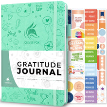 Load image into Gallery viewer, Clever Fox Gratitude Journal – Happiness, Positivity &amp; Affirmation Daily Journal – Inspirational Daily Notebook – 3 Months, A5 (Aquamarine)