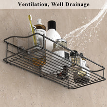 Load image into Gallery viewer, Shower Caddy Shelf Organizer Rack with Hooks, Adhesive Shower Storage for Bathroom - 2 Pack (Silver)