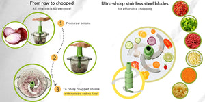 Brieftons Express Manual Food Chopper: 6.8-Cup, Hand Chopper Vegetable Cutter to Chop Veggies, Fruits, Herbs, Garlic Onion Chopper for Salsa, Salad, Pesto, Hummus, Guacamole, Coleslaw, Indian Cooking