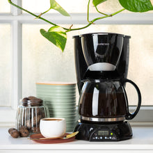 Load image into Gallery viewer, Mixpresso 8-Cup Drip Coffee Maker Programmable, Coffee Pot Machine Including Reusable &amp; Removable Coffee Filter, Black Electric Coffee Maker
