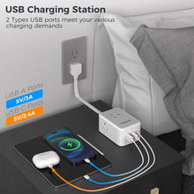 Load image into Gallery viewer, Small Flat Plug Power Strip, TESSAN Ultra Thin Extension Cord with 3 USB Wall Charger (1 USB C), 3 Outlets Mini Charging Station, 5 ft Slim Plug for Cruise Travel Office School Dorm Room Essentials