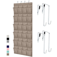 Load image into Gallery viewer, Over the Door Shoe Organizer, 24 Large Breathable Mesh Pockets, Space Saving Hanging Storage Holder, Closet Rack Hanger Holds Up to 40 lbs, Hangs on Closets for Shoes, Accessories, Black