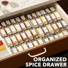 Load image into Gallery viewer, SpaceAid Bamboo Spice Drawer Organizer, (Need 3&quot; Deep Drawer) Expandable 4 Tier Spices Rack for Cabinet, Kitchen Seasoning Storage Insert (Jars Not Included, From 12&quot; to 23&quot; Wide)
