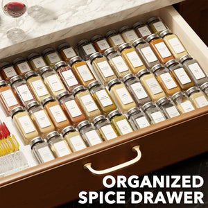 SpaceAid Bamboo Spice Drawer Organizer, (Need 3" Deep Drawer) Expandable 4 Tier Spices Rack for Cabinet, Kitchen Seasoning Storage Insert (Jars Not Included, From 12" to 23" Wide)