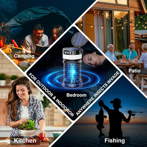 Bug Zapper Outdoor, Solar Powered Mosquito Zapper Outdoor, Rechargeable & Electric & Waterproof Mosquito Killer for Outdoor/Home/Garden/Patio/Backyard/Camping（Black）