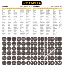 Load image into Gallery viewer, SpaceAid Spice Rack Organizer with 28 Spice Jars, 386 Spice Labels, Chalk Marker and Funnel Set for Cabinet, Countertop, Pantry, Cupboard or Door &amp; Wall Mount - 28 Jars, 13.4&quot; W × 10.8&quot; H, Black