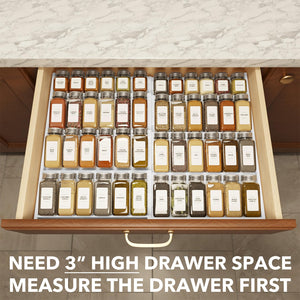SpaceAid Bamboo Spice Drawer Organizer, (Need 3" Deep Drawer) Expandable 4 Tier Spices Rack for Cabinet, Kitchen Seasoning Storage Insert (Jars Not Included, From 12" to 23" Wide)