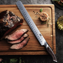 Load image into Gallery viewer, Carving Knife 12 Inch, Japanese High Carbon Steel Slicing Knife with Ergonomic Pakkawood Handle, Razor Sharp Brisket Knives for Meat Cutting, BBQ, Turkey