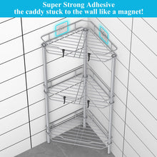Load image into Gallery viewer, 4 Tier Floor Standing Corner Shower Caddy Organizer Shelf with Hooks, Bathroom Shelves Stand Rack, Black