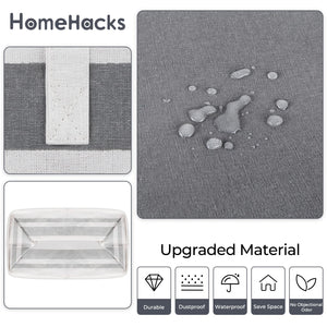 HomeHacks 2 Pack Large Laundry Baskets, Waterproof, Freestanding Laundry Hampers, Collapsible Clothes Hamper with Reinforced Handles in Laundry Room, College Dorm, Bathroom, Bedroom (Grey, 75Lx2)
