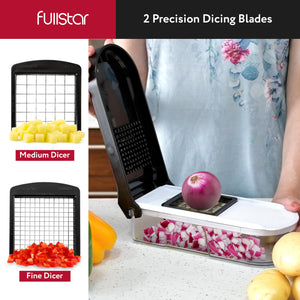 Fullstar Vegetable Chopper, Mandoline Slicer - Cheese Grater, Food Chopper with Container, Kitchen Gadgets, Home Essentials (6-in-1, White/Black)