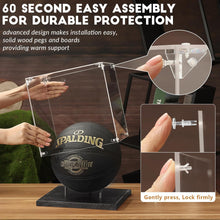 Load image into Gallery viewer, JupDec Basketball &amp; Championship Ring Display Case, Large Clear Acrylic Shadow Box with UV Protection Wooden Showcase, Idea Gift for Sports Fans