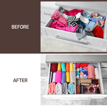 Load image into Gallery viewer, 4 Pack Drawer Dividers Bamboo 2.6&quot; High, 16-22&quot; Adjustable Drawer Organizers for Clothes, Expandable Dresser Separators in Bedroom/Bathroom/Kitchen/Office Organization and Storage (Natural)