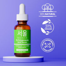 Load image into Gallery viewer, SeoulCeuticals Organic Polyglutamic Acid Serum - Korean Skin Care + Hyaluronic Acid + Centella Asiatica - K Beauty Anti Aging - Healthy Glowing Skin 1oz
