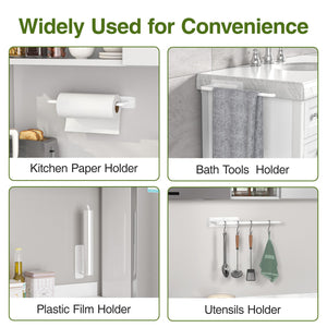 Paper Towel Holder Under Cabinet - Both Available in Adhesive and Drilling - Black Paper Towel Holder Wall Mount - Upgraded Aluminum Paper Towel Rack for Kitchen, Bathroom