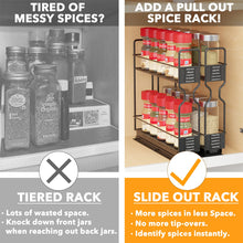 Load image into Gallery viewer, SpaceAid Pull Out Spice Rack Organizer for Cabinet, Heavy Duty Slide Out Seasoning Kitchen Organizer, Cabinet Organizer, with Labels, 5.2&quot; W x10.75 D x10 H, 2 Drawers 2-Tier