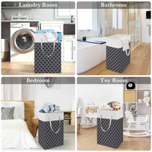 Load image into Gallery viewer, HomeHacks Laundry Baskets 2-Pack, Laundry Hamper with Long Handles, Collapsible Waterproof Clothes Hamper, Durable Tall Laundry Bin, Clothes Hamper for Bedroom, Bathroom, Dorm, Toys, 75L, Grey