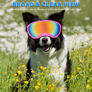 Large Dog Sunglasses Dog Goggles Pet Glasses Pet Eyewear with Adjustable Strap,Glasses for Medium Large Dog Swimming Skating Glasses UV Proof Windproof Dustproof
