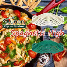 Load image into Gallery viewer, AUOON Clip On Pot Strainer and Pasta strainer and Silicone Utensil Rest,Pot lid holder with Drip Pad for Multiple Utensils,Dishwasher Safe,Heat ResistanSpoon,Rest for Stove Top,Kitchen Utensil Holder