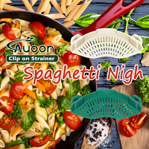 AUOON Clip On Pot Strainer and Pasta strainer and Silicone Utensil Rest,Pot lid holder with Drip Pad for Multiple Utensils,Dishwasher Safe,Heat ResistanSpoon,Rest for Stove Top,Kitchen Utensil Holder