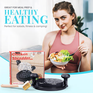 Meat Shredder Tool | 10” BPA Free Chicken & Pork Food Shredder with 360° Rotating Lid - Meal Prep Essentials - Non-Slip Base, Dishwasher Safe, and Includes Cleaning Brush