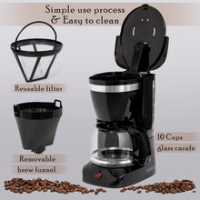 Load image into Gallery viewer, Mixpresso 8-Cup Drip Coffee Maker Programmable, Coffee Pot Machine Including Reusable &amp; Removable Coffee Filter, Black Electric Coffee Maker