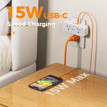 Load image into Gallery viewer, Surge Protector Outlet Extender, TESSAN Multi Plug Splitter with 4 Electrical Outlets 3 USB Ports(1 USB C), Multiple Plug Mini Wall Expander for Home Bathroom Office Dorm Room Essentials
