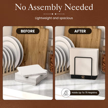 Load image into Gallery viewer, Napkin Holder for Table - Modern Black Napkin Dispenser, Bamboo and Iron Design, Non-Slip, Suitable for Kitchen, Dining, Farmhouse, Cocktail, Picnic, Bar, Outdoor Use - Holds Paper Napkins, Mail, Bill