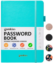 Load image into Gallery viewer, Comkiso Password Book with Individual Alphabetical Tabs Laminated, Large Print Password Keeper Book for Seniors, A5 Hardcover Internet Password Log Book to Record Website Login Details - Bloom