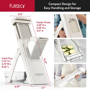 Safer Mandoline Slicer for Kitchen, Cucumber Slicer, Potato, Julienne Vegetable & Food Chopper (4 in 1, Solid White)