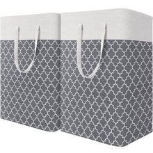 Load image into Gallery viewer, HomeHacks Laundry Baskets 2-Pack, Laundry Hamper with Long Handles, Collapsible Waterproof Clothes Hamper, Durable Tall Laundry Bin, Clothes Hamper for Bedroom, Bathroom, Dorm, Toys, 75L, Grey
